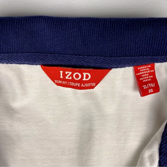 Izod Men's XL Collared Golf Polo Shirt, Short Sleeve, White Blue Navy - Picture 3 of 9